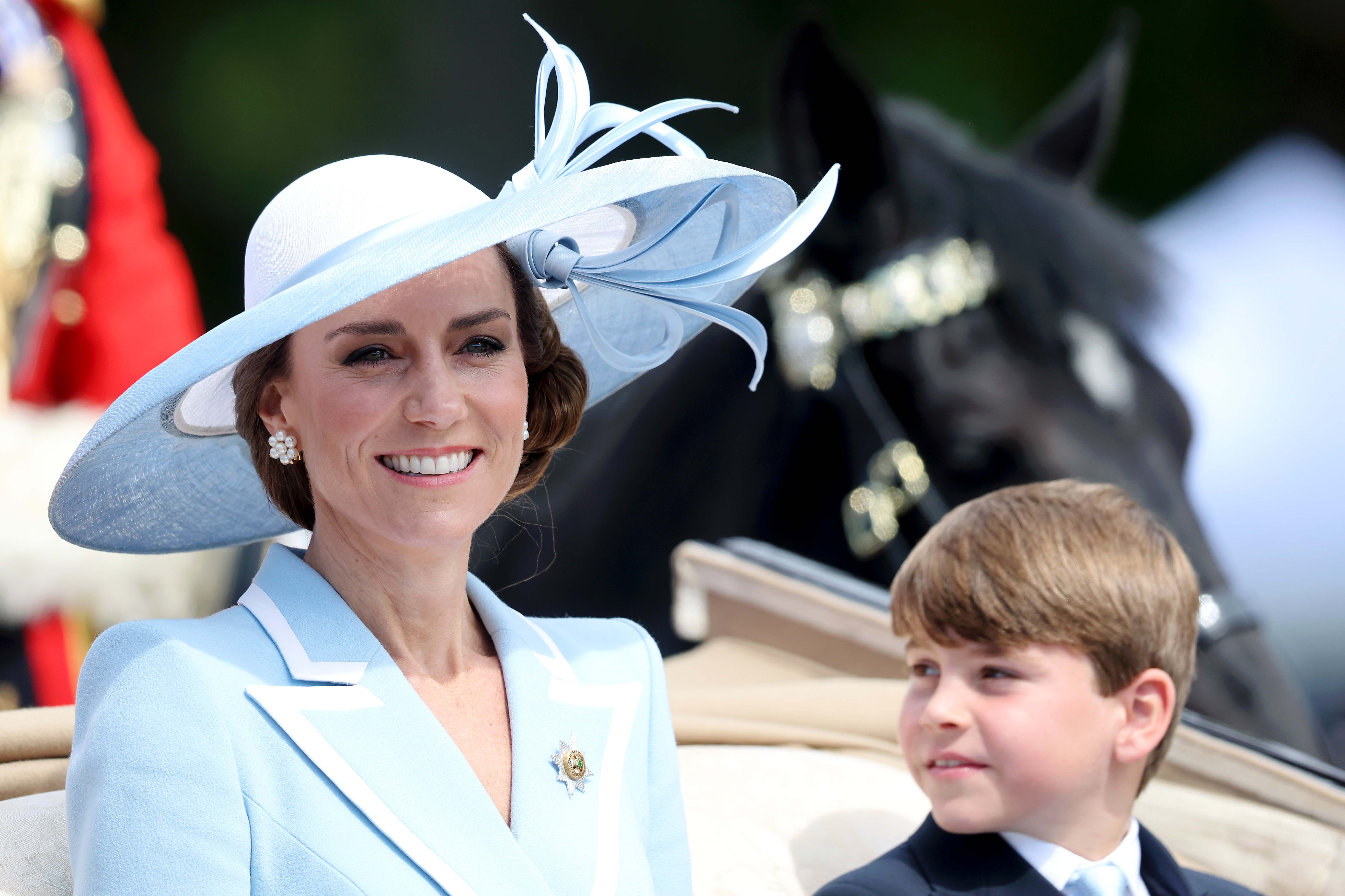 LONDON, ENGLAND - JUNE 13: Catherine, Princess of Wales and Prince Louis of Wales during Trooping The Colour on June 13, 2026 in London, England. (Photo by Chris Jackson/Getty Images)