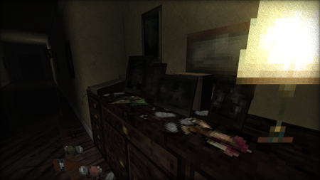 A low-res reimagining of a scene in PT's terrifying hallway