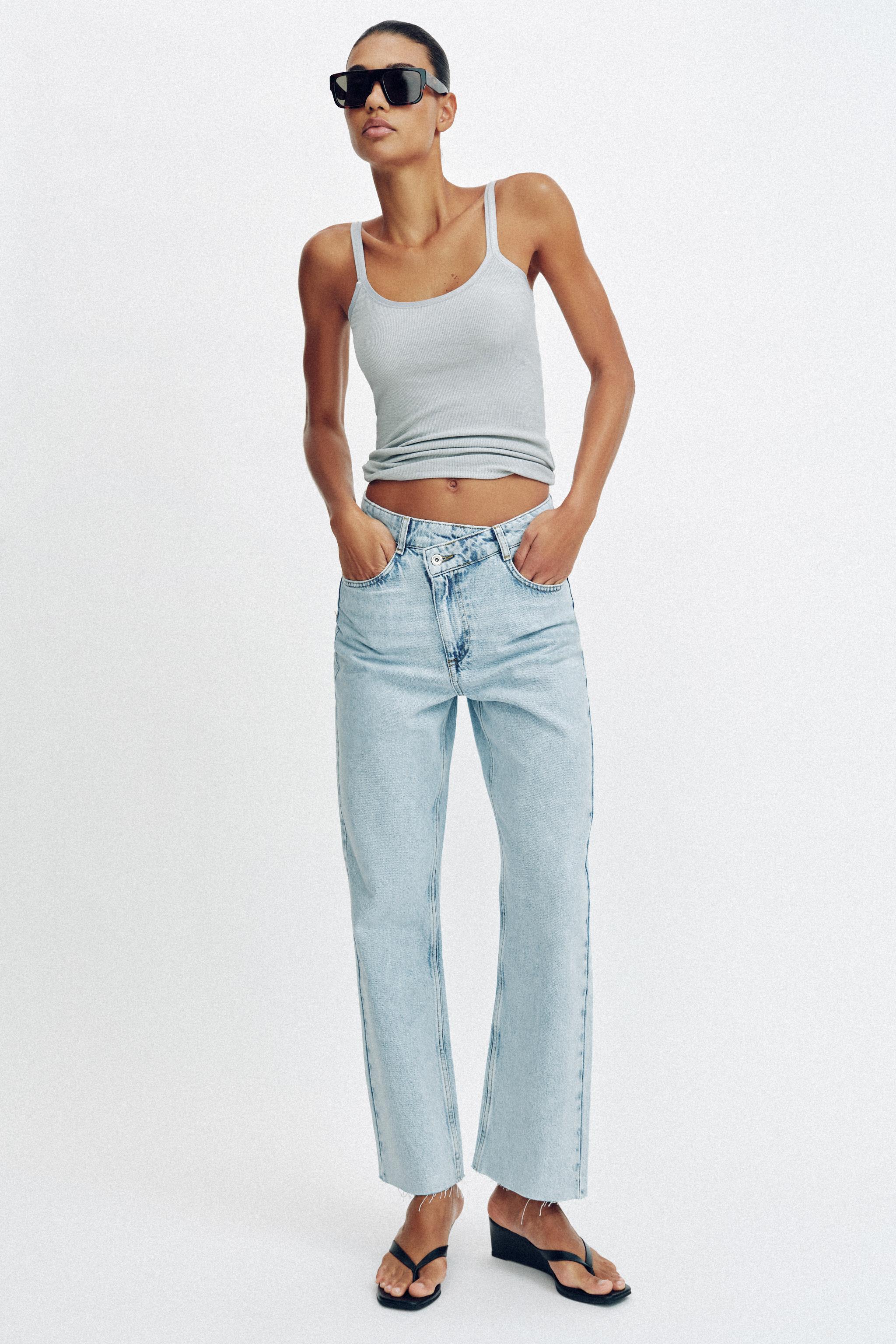 Z1975 Straight High-Waist Crossover Waist Jeans
