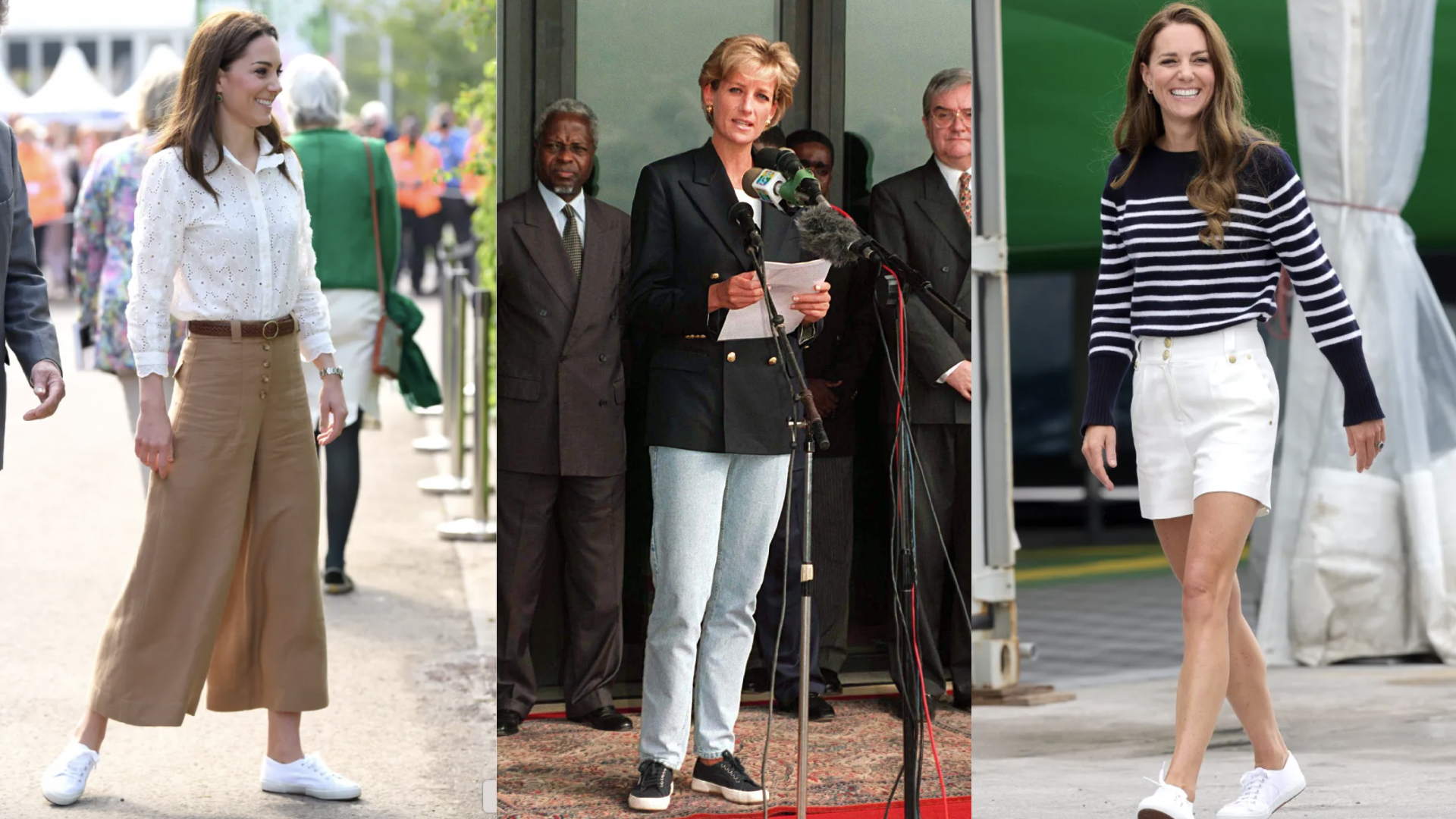 Kate Middleton and Princess diana wearing Superga sneakers