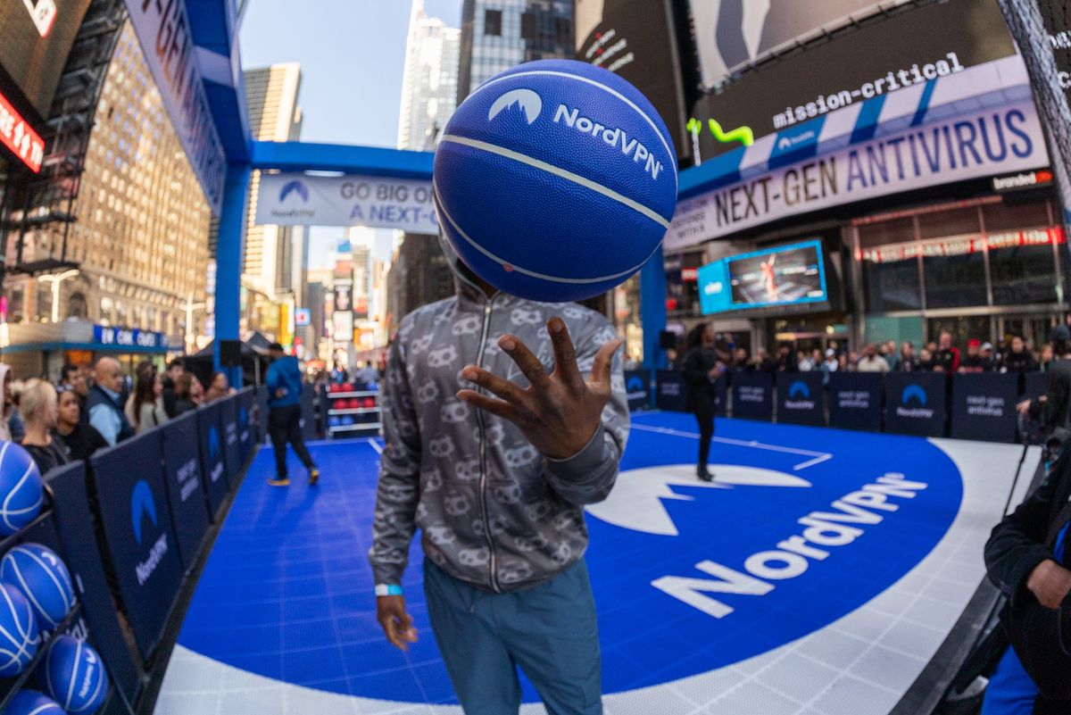 NordVPN basketball in Times Square