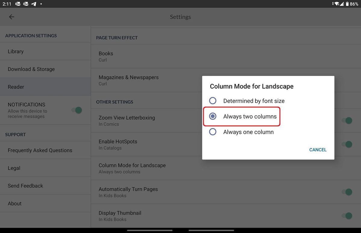 Surface Duo Nook Two Column Setting