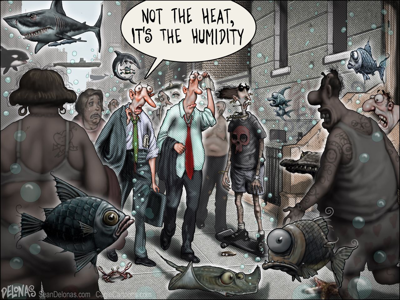 Editorial cartoon U.S. hot weather heat humidity climate