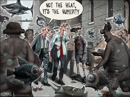 Editorial cartoon U.S. hot weather heat humidity climate
