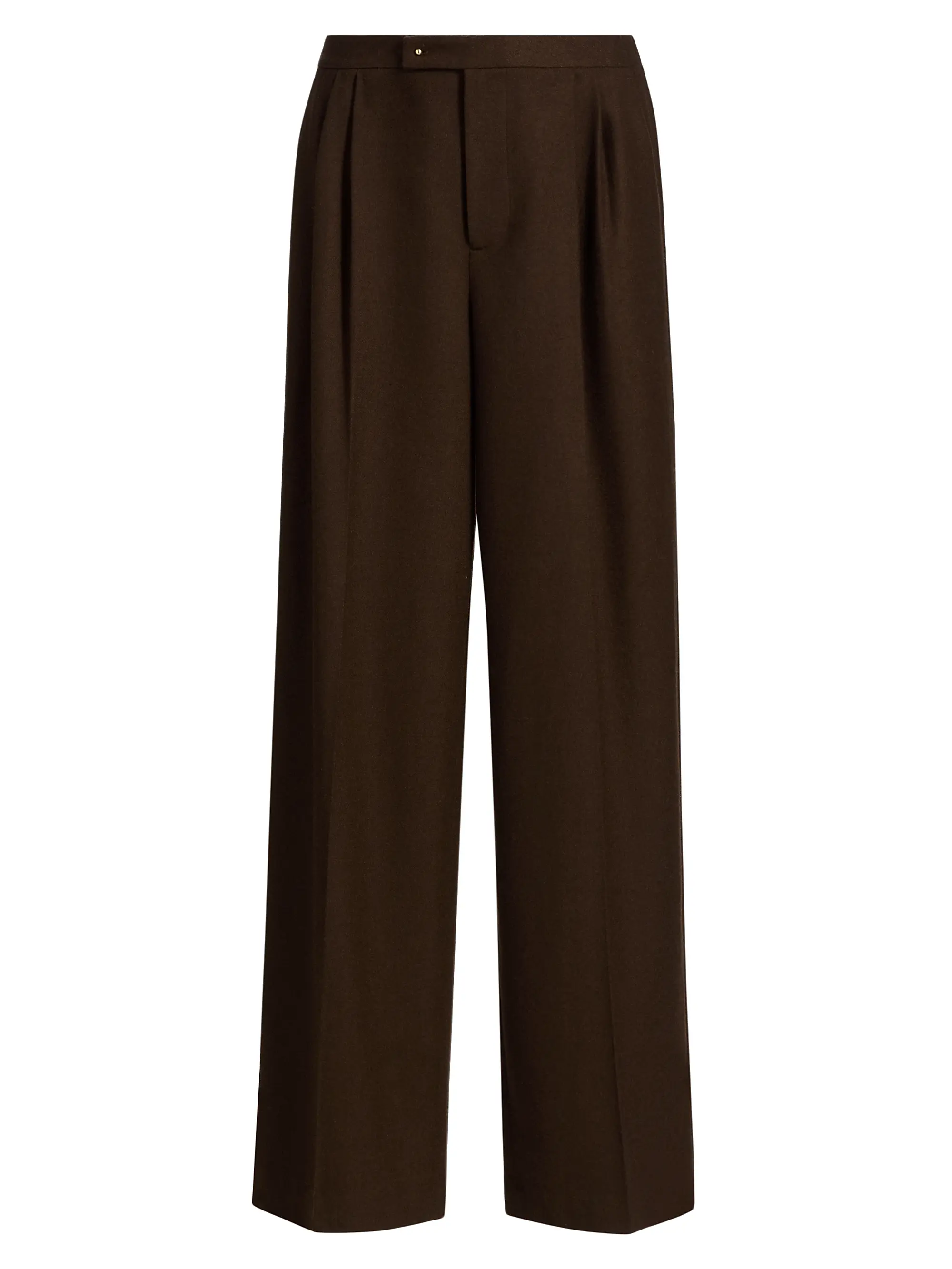 Pleated Wool-Blend Wide-Leg Trousers