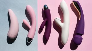 A selection of vibrators and sex toys in pink, purple and white