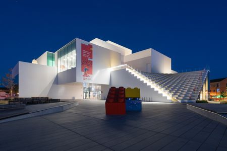 Lego House at night