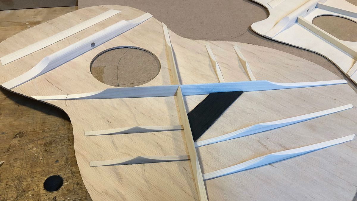 An acoustic guitar top