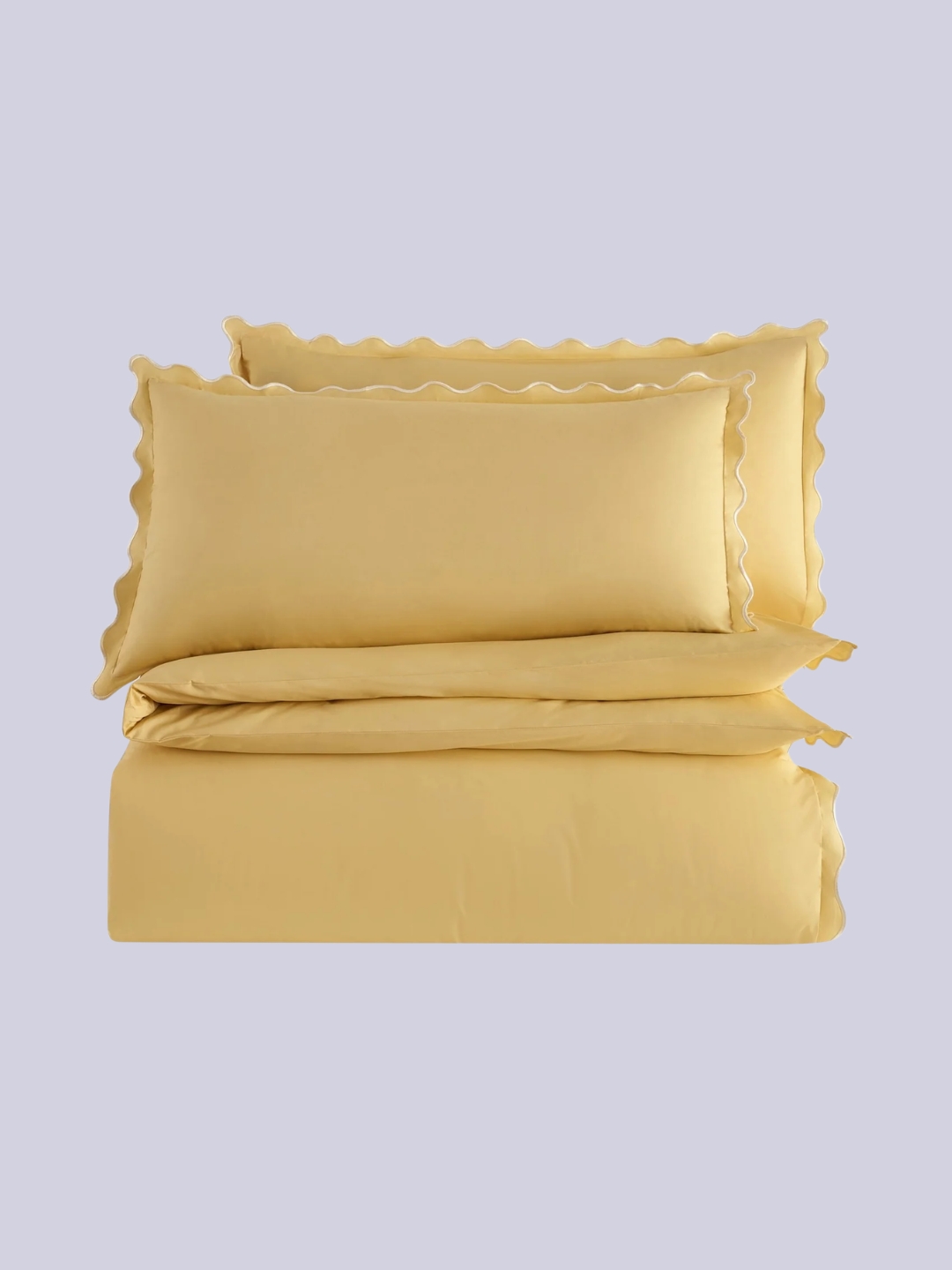 Dusk, Grace Embroidered Edge 100% Cotton 200 Thread Count Duvet Cover - Buttermilk