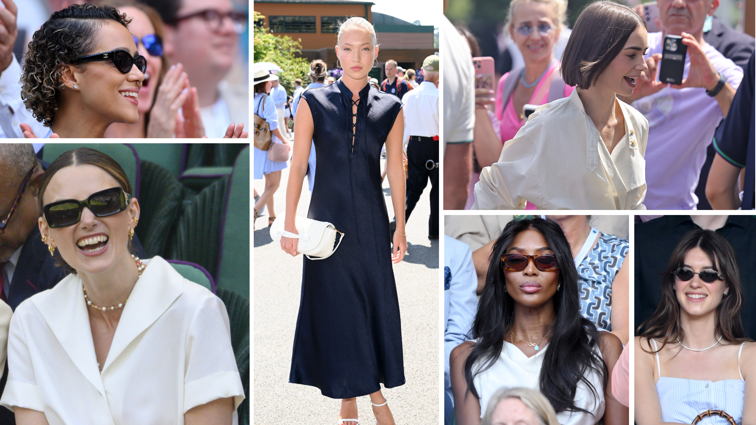 Collage of celebrities who attended the final day of wimbledon.
