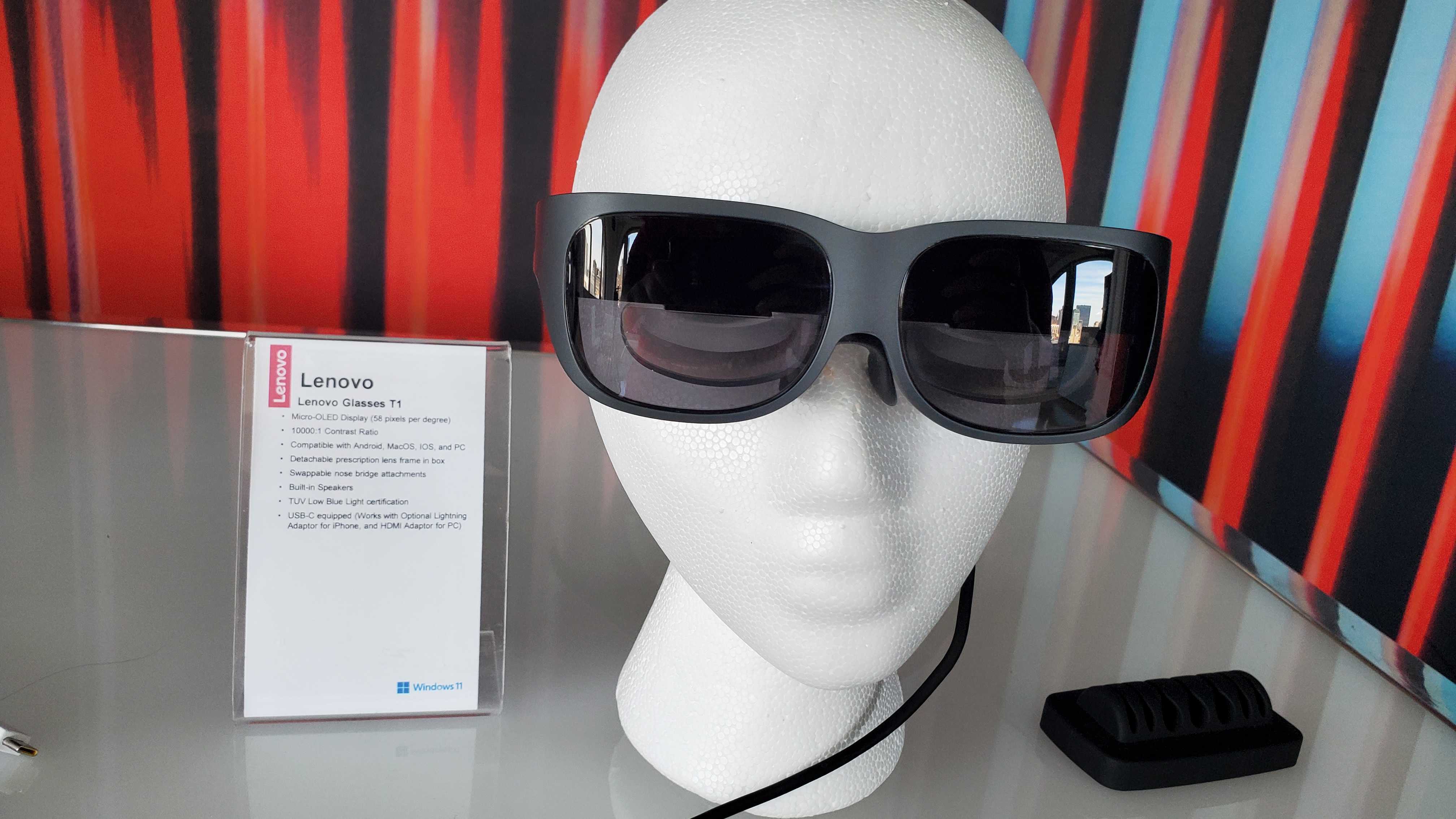 AR glasses propped up on mannequin head