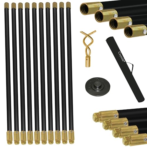 12 Pcs Drain Rods Set Professional Heavy Duty Unblock Plunger Double Worm Screw 9m Unblocked Drainage Pipes Cleaning Gutter Road Unblocker With Carry Bag