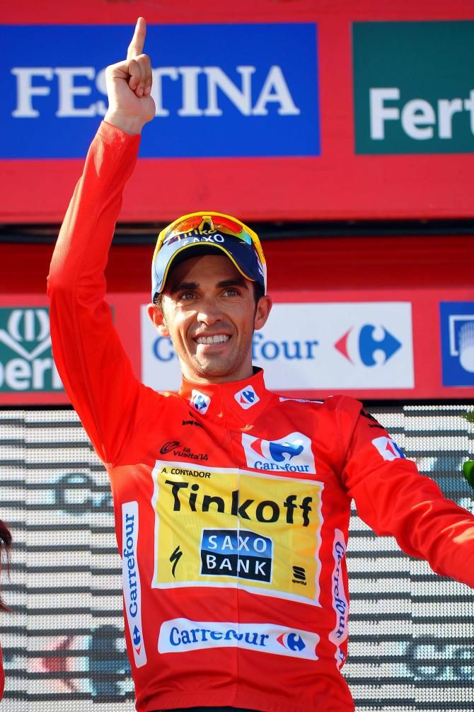 Alberto Contador (Tinkoff-Saxo) in the lead at the Vuelta a Espana