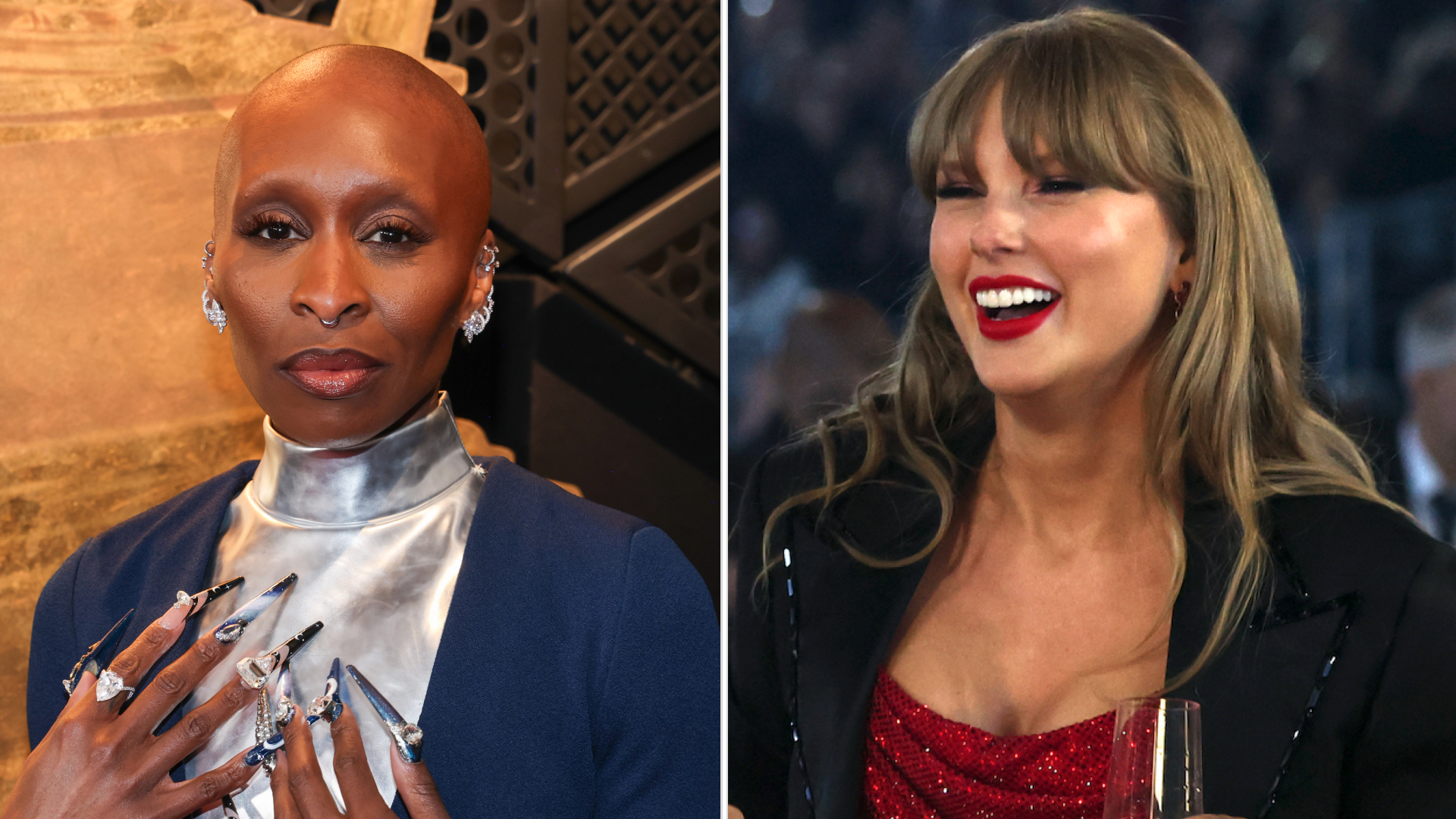 Cynthia Erivo and Taylor Swift at the Grammys 2025