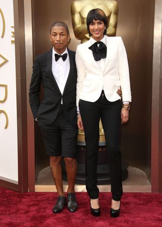 Pharrell Williams And His Wife Helen Lasichanh At The Oscars 2014