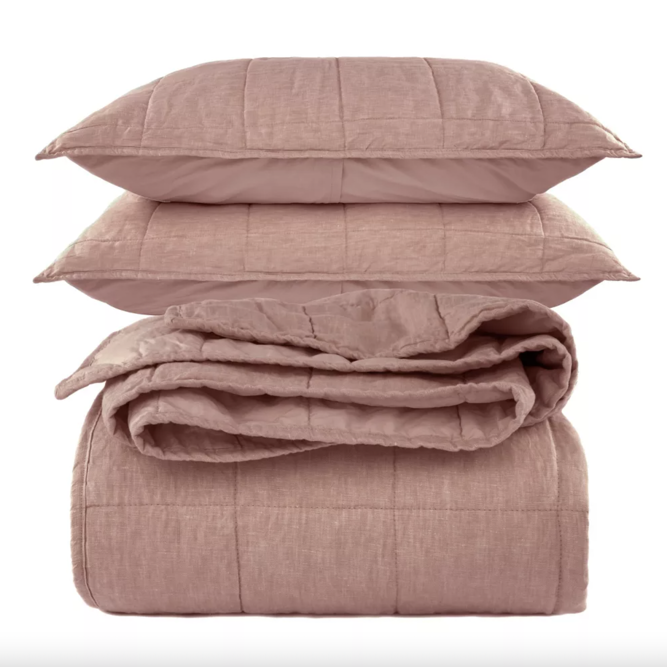 French Linen Box Stitch Quilt & Sham Set | Bokser Home