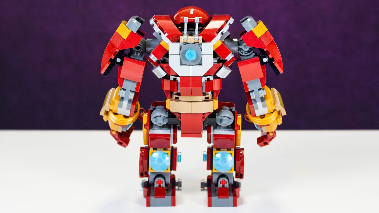 Back view of the Lego Hulkbuster from the Lego Hulkbuster: The Battle of Wakanda playset.