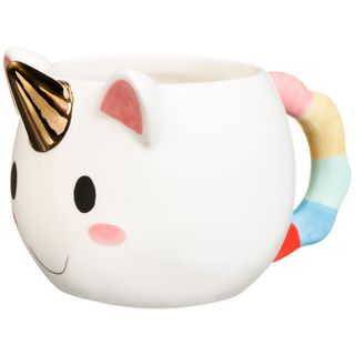 white unicorn mug with white background