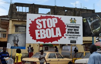 Ebola prevention billboard in Freetown, Sierra Leone