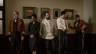 Daniel Cerqueira, Leah Harvey, Bjorn Hlynur Haraldsson, Lyes Salem and Gabriel Robinson in A Gentleman in Moscow