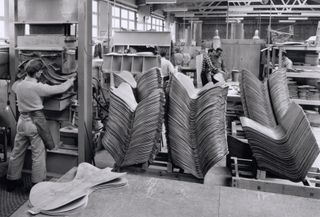 chairs being produced at Fritz Hansen factory