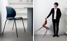 Oki Sato with the new N02 Recycle chair by Nendo and Fritz Hansen
