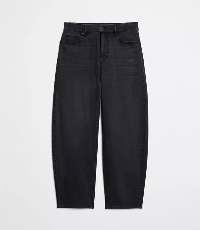 High Rise Barrel Jeans in Washed Black