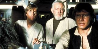 Star Wars: A New Hope Luke Skywalker Obi-Wan and Han Solo in Millennium Falcon cockpit