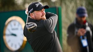 Shane Lowry takes a shot at the Amgen Irish Open