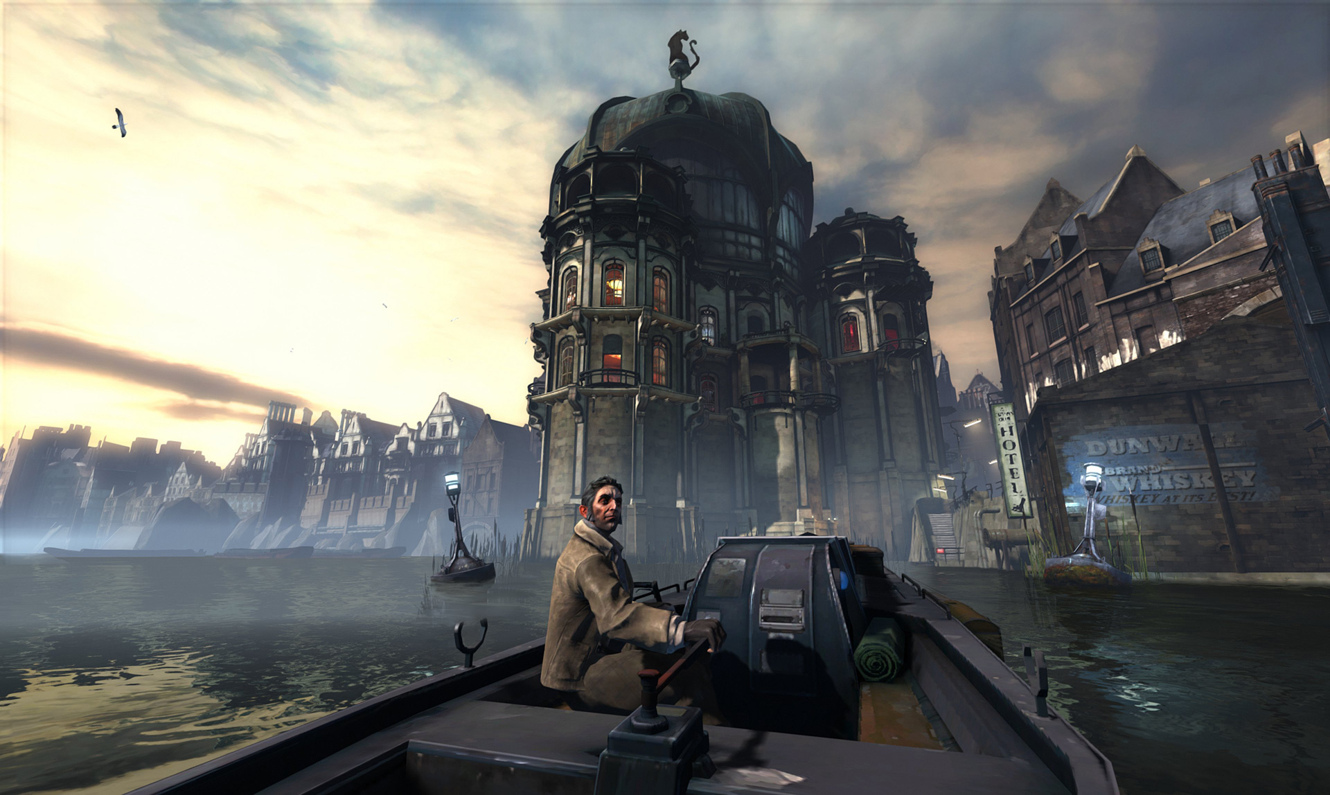 Dishonored art depicting a boat ride into the city