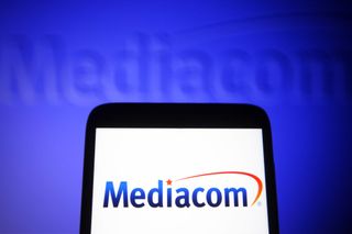 Logo of cable operator Mediacom Communications on a cellphone screen