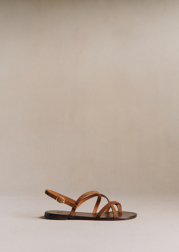 Adeline Low Sandals - Taupe Khaki - Bovine Leather - S&amp;eacute;zane