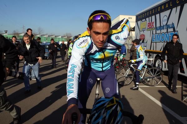 Alberto Contador heads out for a training ride last week