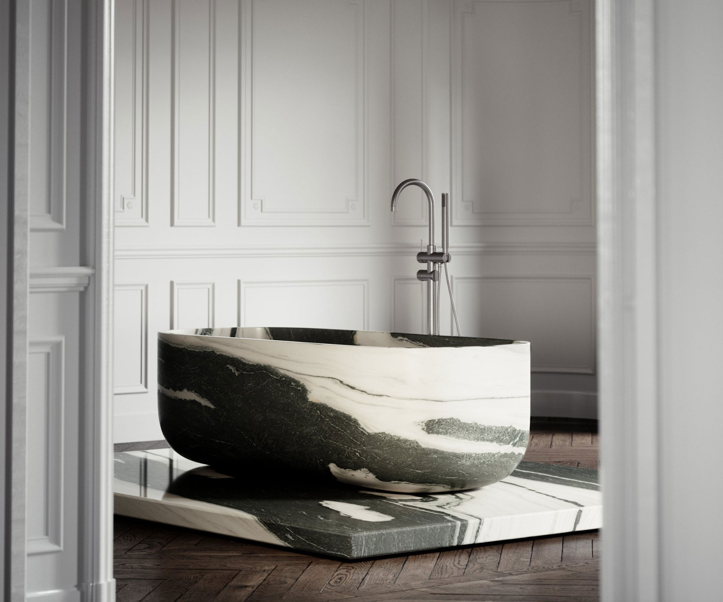 panda marble freestanding bath