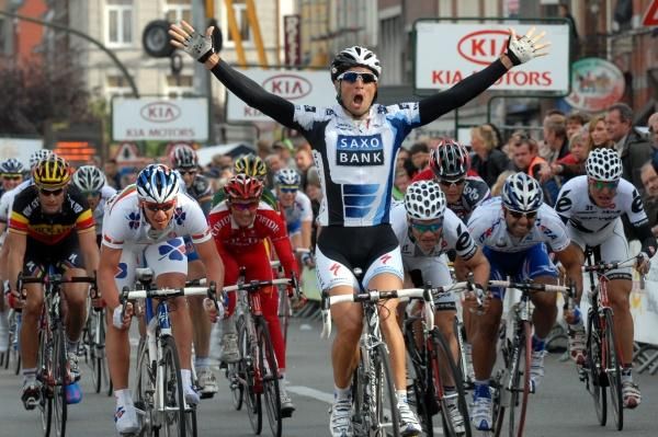A jubilant Juan Jose Haedo (Saxo Bank) wins the final stage of Franco-Belge.