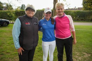 Rachel Gourley poses with Laura Davies and Trish Johnson