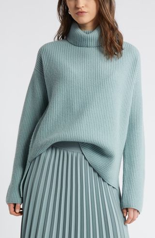 Wool & Cashmere Rib Turtleneck Sweater