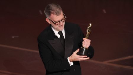 Paul Thomas Anderson accepting the Academy Award for Best Director for One Battle After Another