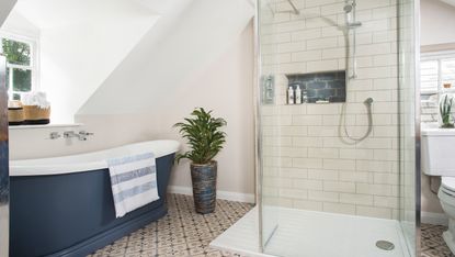 Charlie Gooch has used the loft conversion to create a dream bathroom