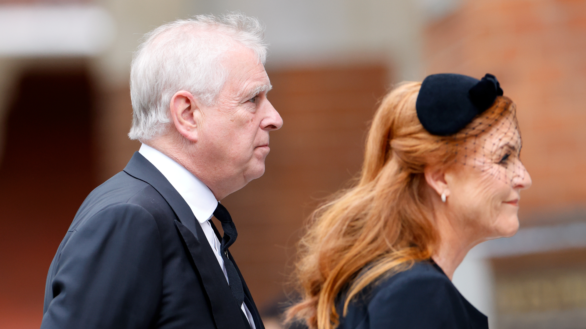 Sarah Ferguson and Prince Andrew wearing black at the Duchess of kent&#039;s funeral