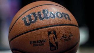 DETROIT, MICHIGAN - FEBRUARY 26: A Wilson brand official NBA game ball basketball is pictured on the basketball court during the game between the Detroit Pistons and Boston Celtics at Little Caesars Arena on February 26, 2025 in Detroit, Michigan. NOTE TO USER: User expressly acknowledges and agrees that, by downloading and or using this photograph, User is consenting to the terms and conditions of the Getty Images License Agreement. (Photo by Nic Antaya/Getty Images)