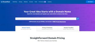 DreamHost's webpage for its domain registration portal