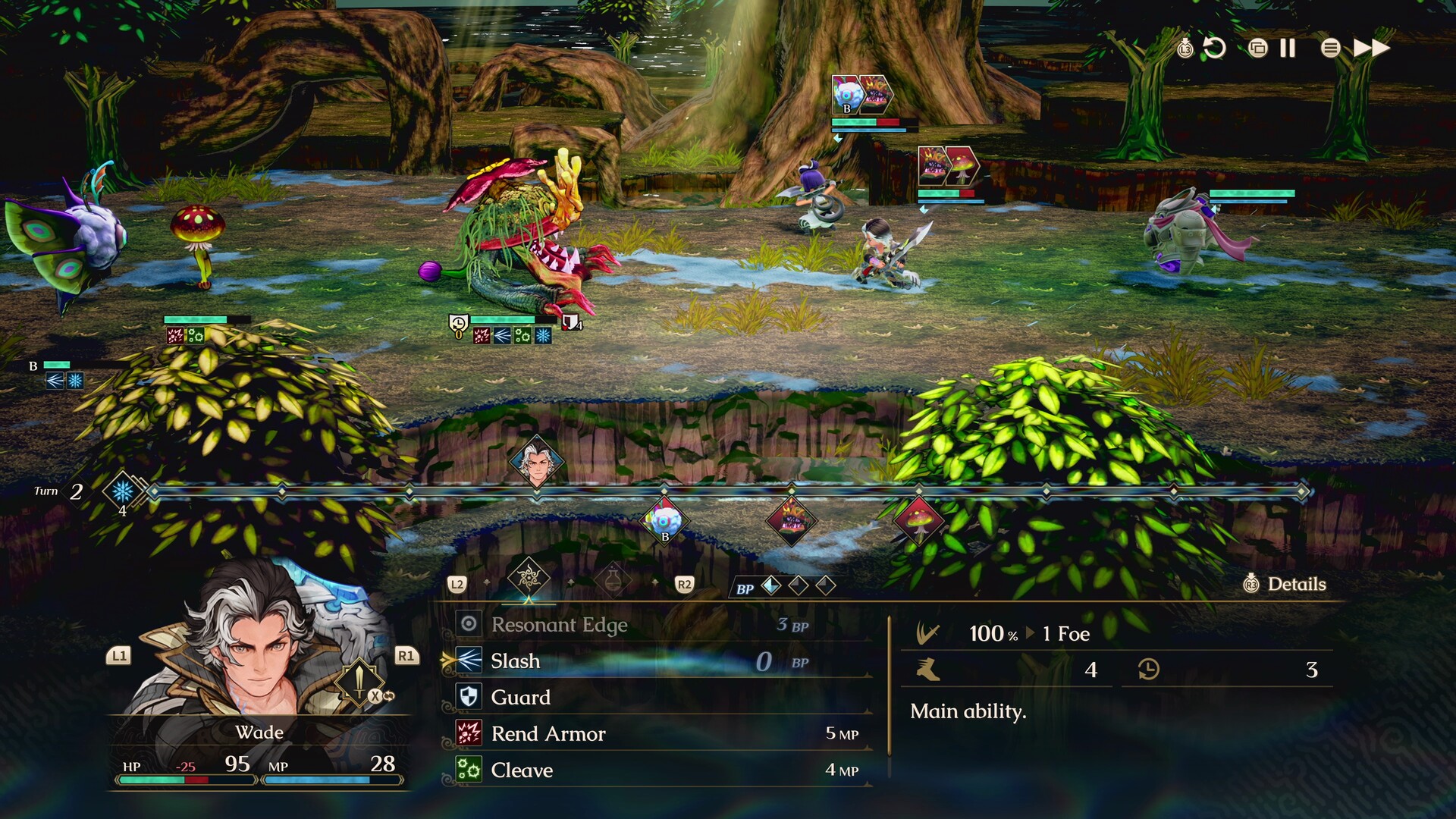A turn-based battle featuring protagonist Wade plays out in RPG, Eternal Anima, which has a distinctive retro sprite aesthetic