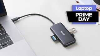 Anker USB-C hub connected to laptop 