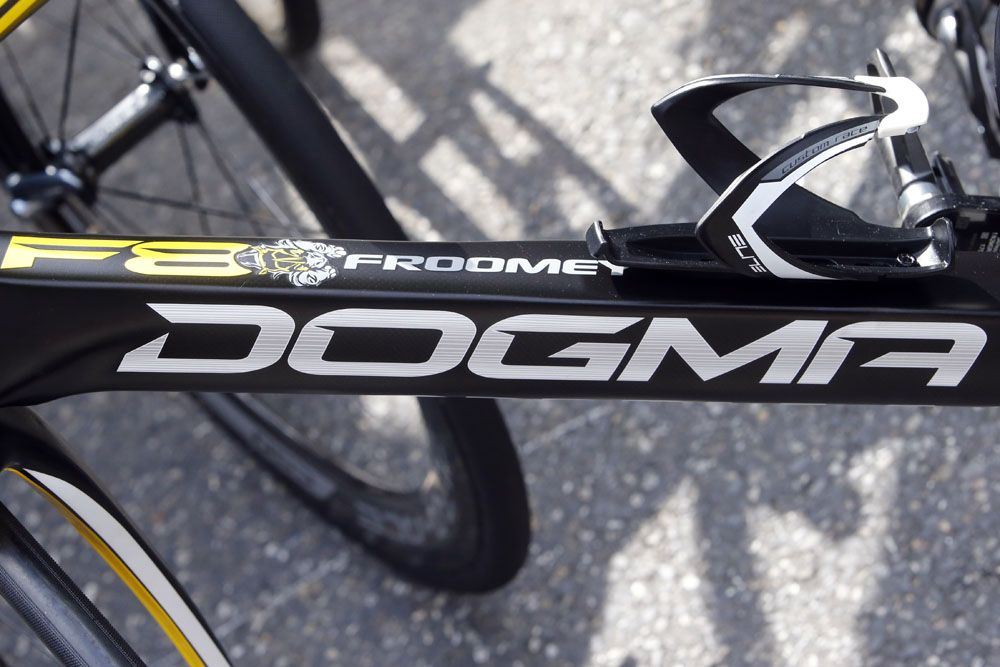 The bottom tube of Chris Froome's Dogma F8