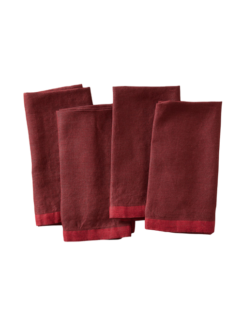 Contrast Border Napkins, Set of 4