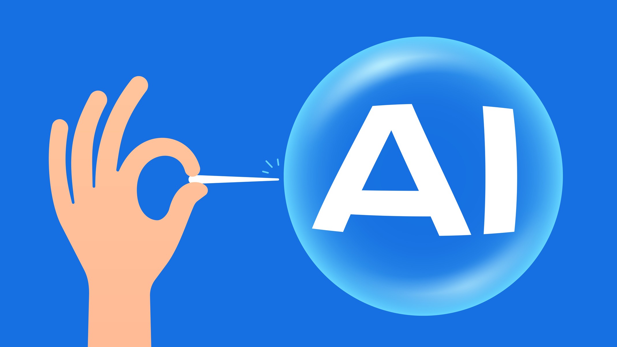 Artificial intelligence investment technology bubble bursting concept.