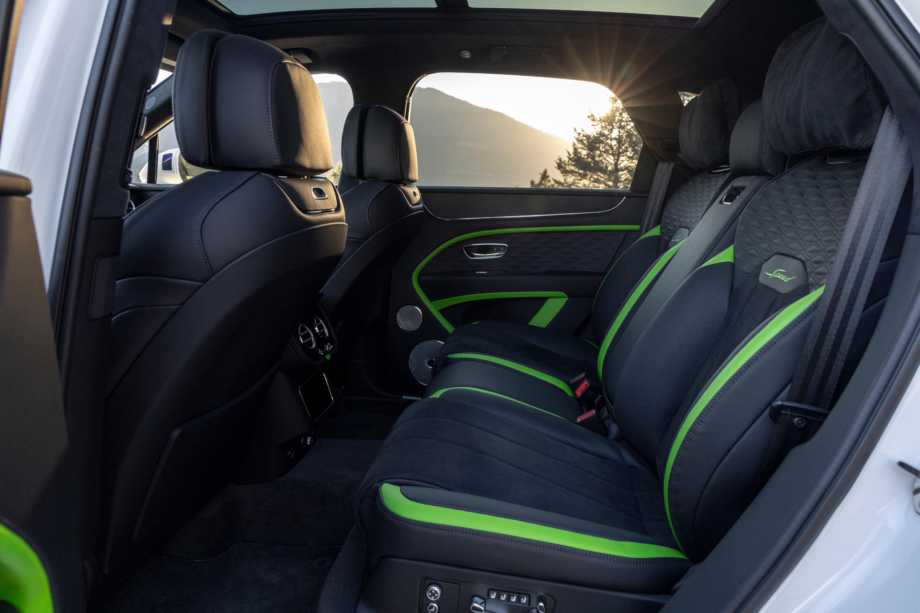 The Speed can be specified in a four or five seat configuration - the raised leather diamonds are unique to the model
