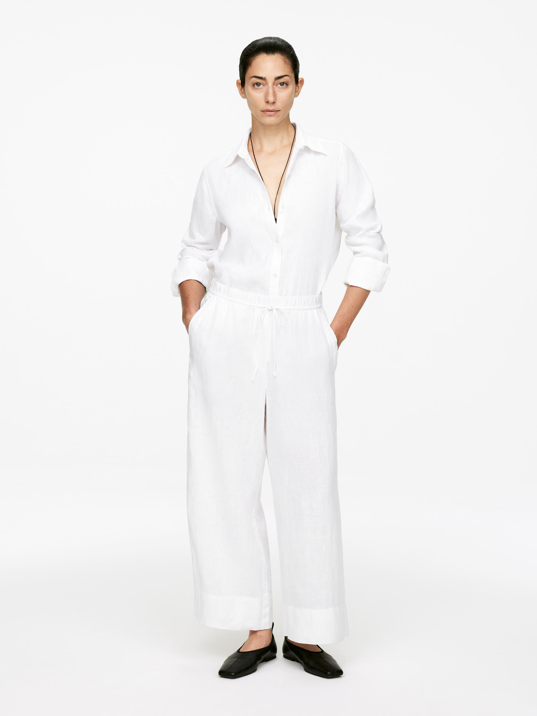 Cropped Linen Trousers – White – Women – Arket Gb