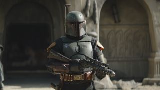 Boba Fett facing down adversaries in Mos Espa